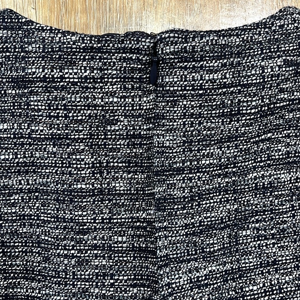J. Crew Navy Blue Tweed Short Sleeve Fringe Cotton Lined Top Shirt Small EUC - Picture 9 of 14